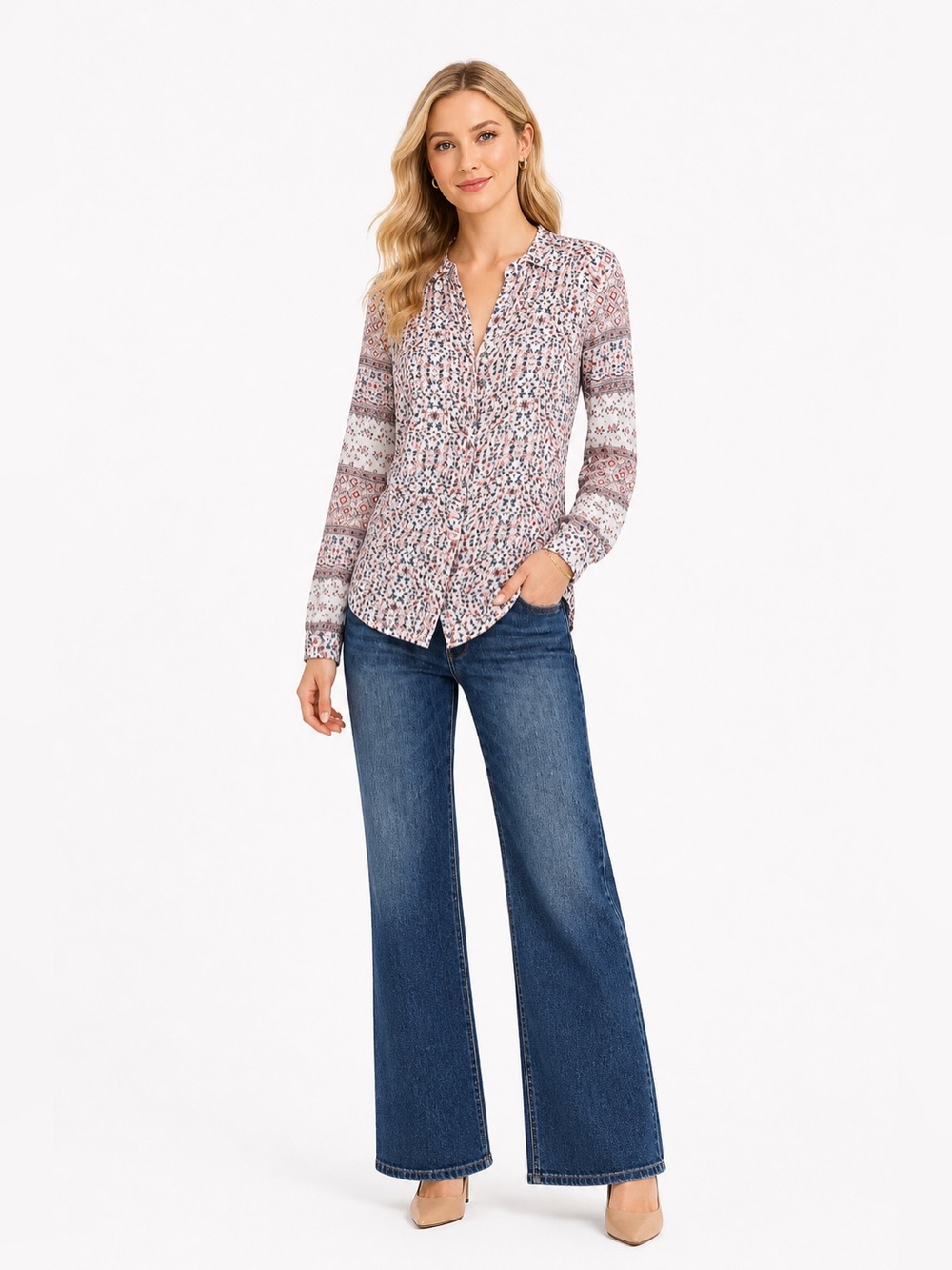 LOFT Multicolor Patterned Blouse